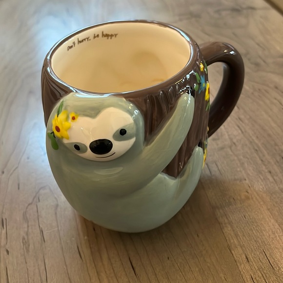 NATURAL LIFE Other - Natural Life Sloth Folk Mug, Don’t Hurry, Be Happy in EUC, 4in H x 3in, 16 oz.